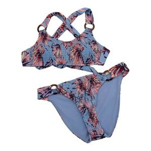 Jessica Simpson Women's Palmy Days O-Ring Bandeau Swim‎ Suit Sz M